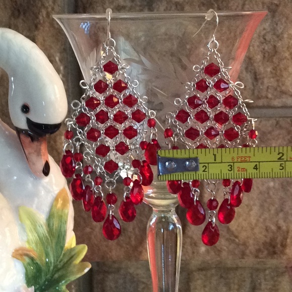 NWOT RED CHANDELIER EARRINGS - Picture 5 of 5